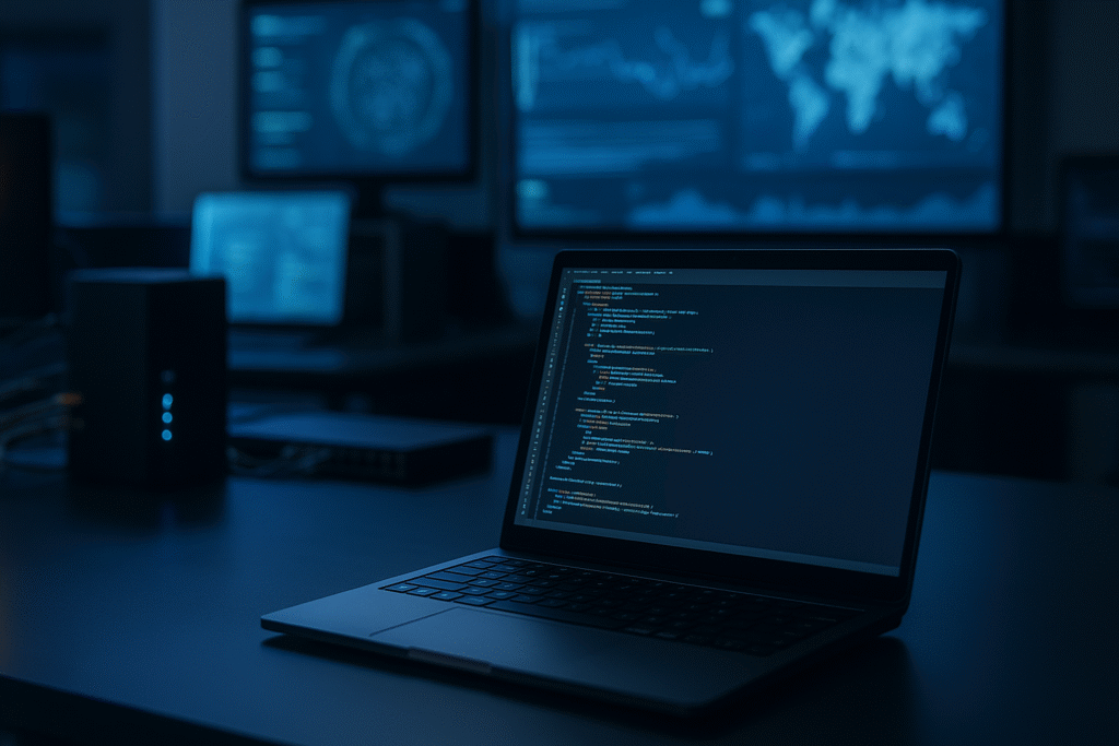 Modern IT workspace with code on screen – representing CAYLON Group's tech services